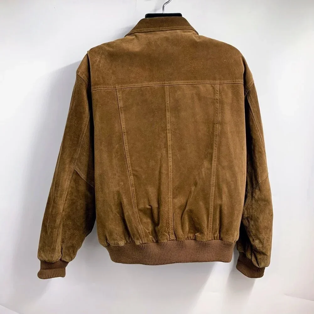 Norm Thompson Men's Vintage Suede Leather Zip Up Bomber Jacket Size‎ L